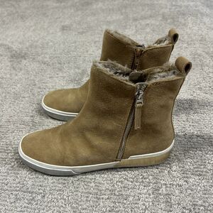 Dolce Vita Boots Womens 9.5 Side Zip Brown Suede Leather Nubuck Faux Fur Lined